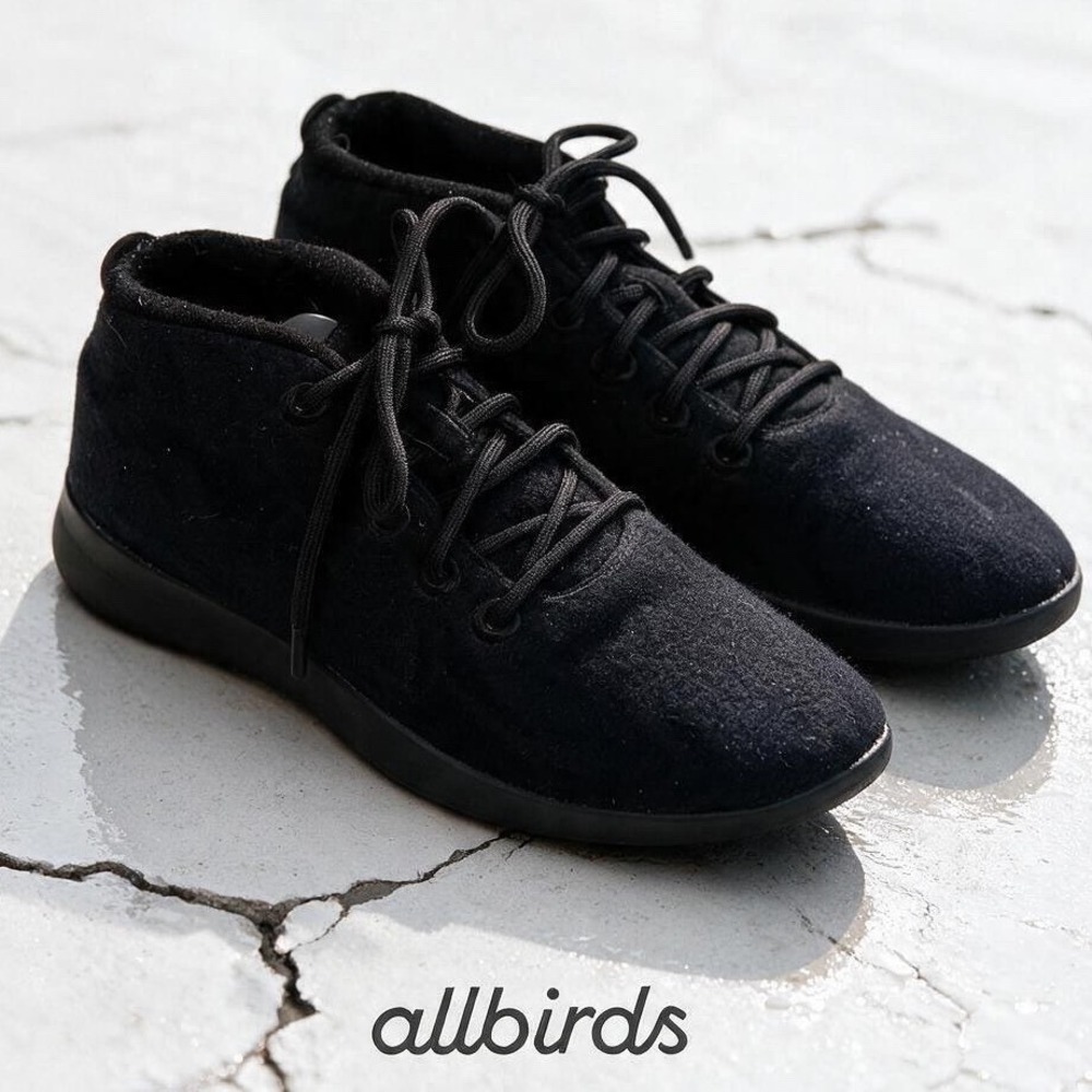 Allbirds Mens Wool Runner-up Mizzle True Black Mid Top Sneakers WRUM M12